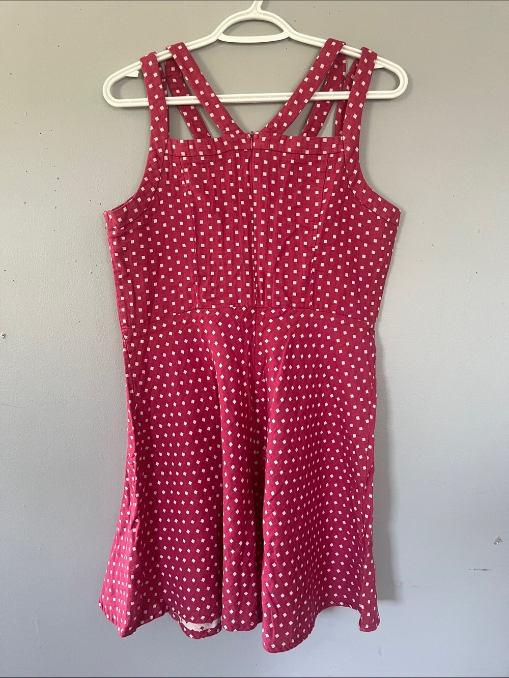 Doe & Rae Raspberry Pink Square Print Dress Large - Picture 5 of 6